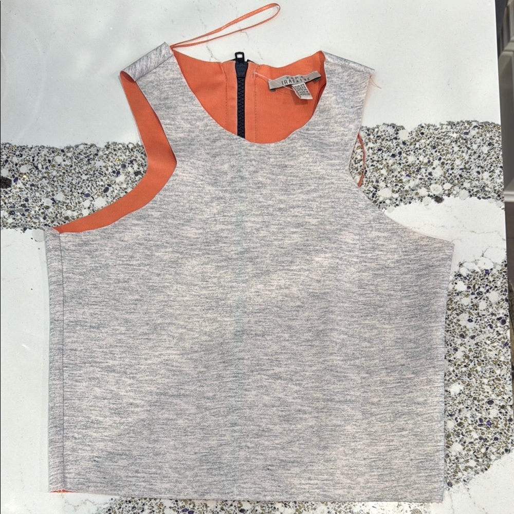 Zara Gray and Orange Crop Tank Top